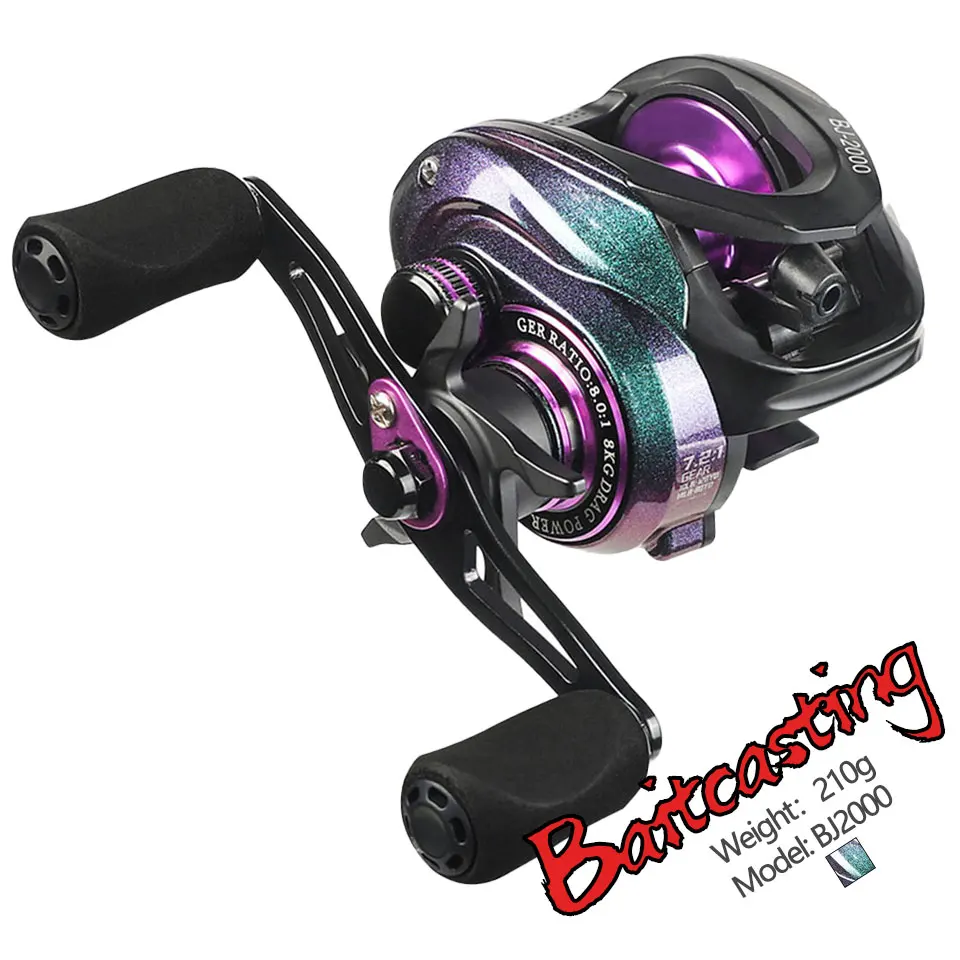 

New BJ2000 5+1BB Baitcasting Reel Max Drag 8kg Big Pulling Fishing Reel For Saltwater Spinning Casting Carp Pesca Tackle