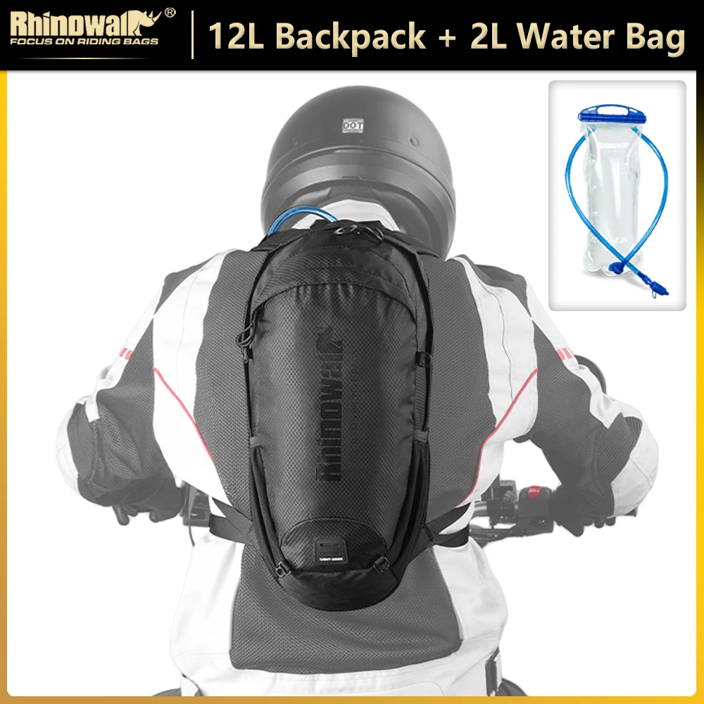 Rhinowalk RK18800 Motorcycle Riding Backpack 12L+ Water Bag 2L Set Hydration Bladder Big Capacity BPA-Free Water Bladder Hiking Running