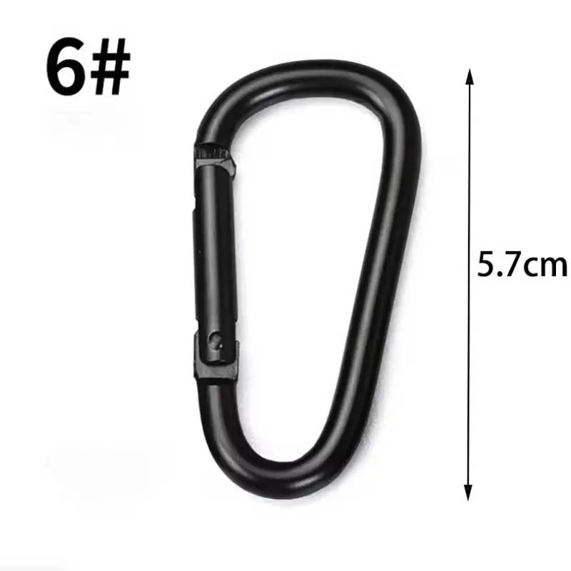 Hiking Buckles 6Pcs Black Type D Hook Outdoor Hiking Buckle Durable