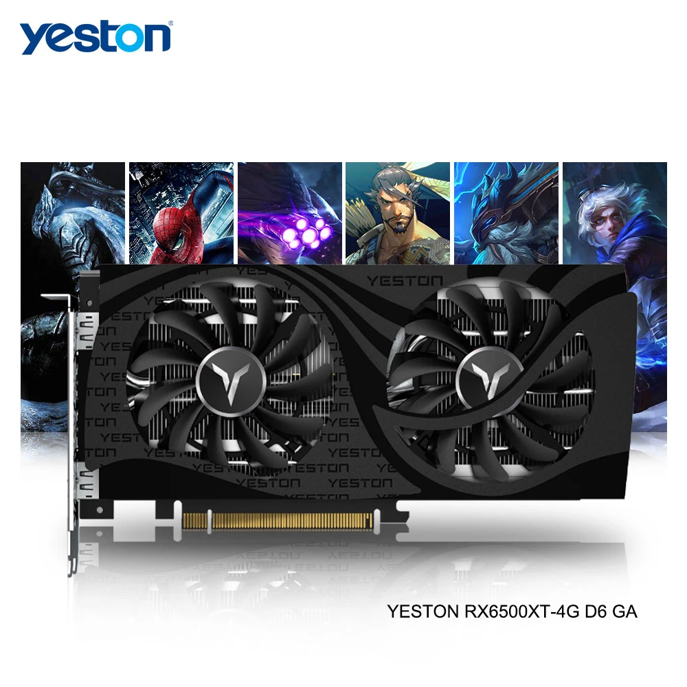 best graphics card for gaming pc Yeston Radeon RX 6500 XT GPU 4GB GDDR6 64 bit 6nm 2610/18000MHz Gaming Desktop computer PC Video Graphics Cards support DP/HD display card for pc