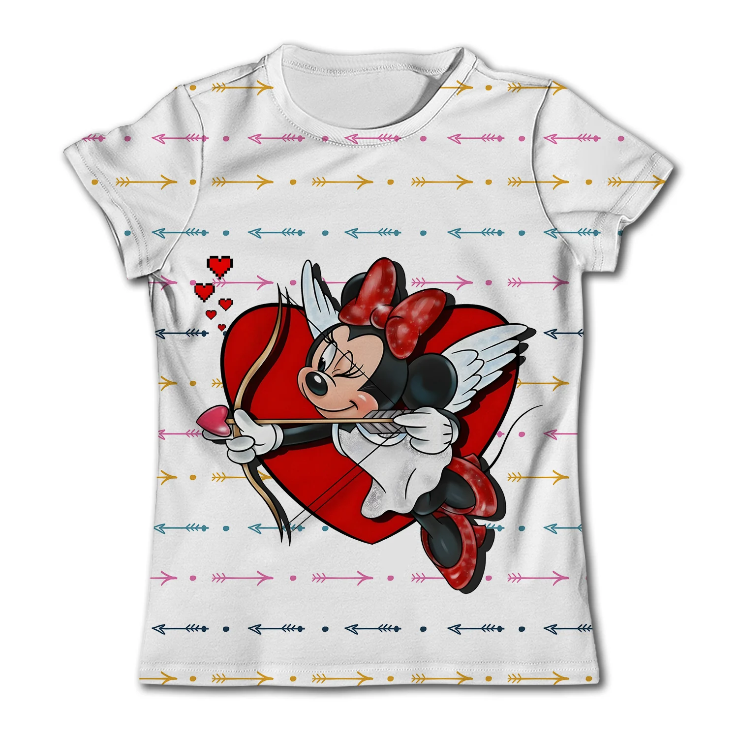 

Girl's white printed T-shirt with Mickey pattern children's summer cloth fashion O-neck top casual comfortable kids' sweatshirt