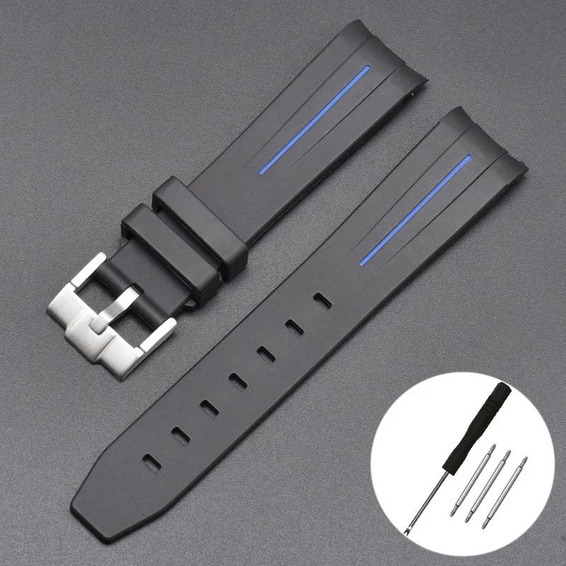 20mm Curved End Waterproof Rubber Sports Watch Strap