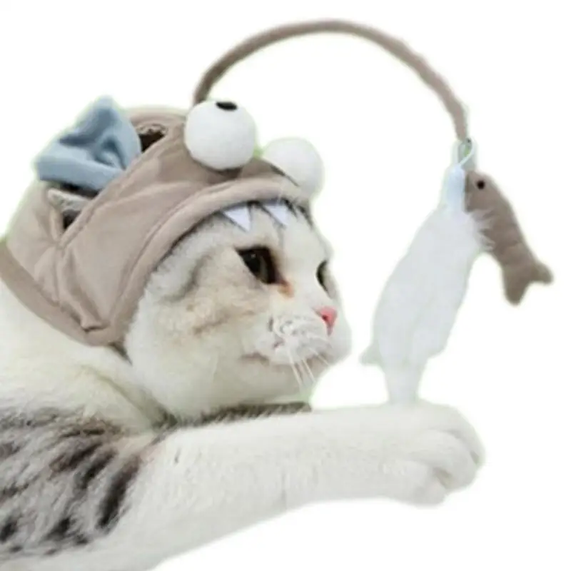 Acheter Chapeau de chat amusant monté sur la tête, bâton de chat amusant,  baguette en plumes, chat interactif, jouet d'auto-salut, chaton, jouet  interactif, chapeau de coiffure de pêche