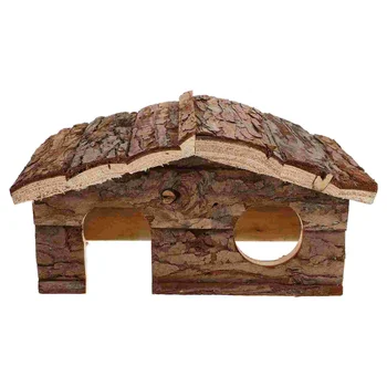 Wooden Small Animal Hut Hamster Wood House Guinea Pig Rest House Rat Cage Decor Mouse Habitat Pet Cabin Toys Cages Hideouts