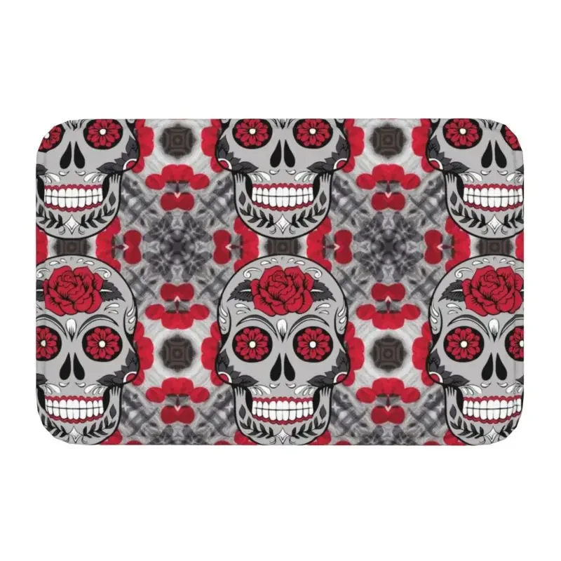 

Catholic Sugar Skull Pattern Doormat Anti-Slip Entrance Bath Kitchen Floor Door Mat Day of the Dead Gothic Garage Carpet Rug