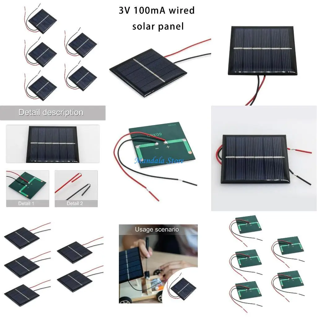 Painel solar U2JC 3.0V 100MA com placa cola pingando fio Módulo sistemas solares Painel solar Placa silício