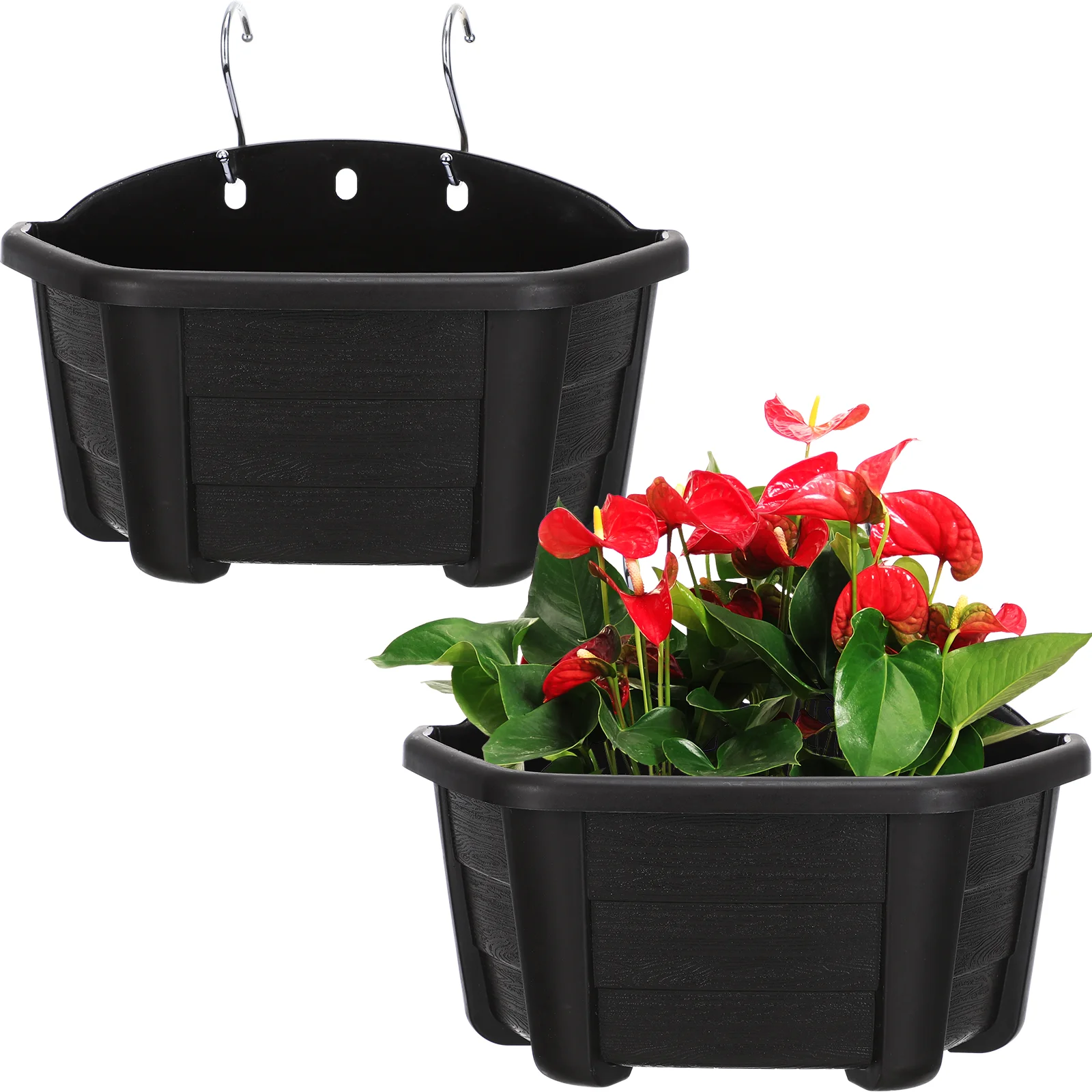 

Wall Hanging Flower Pots Semicircle Plastic Plant Baskets Flower Buckets With Hooks For Balcony Fence Indoor Outdoor Garden