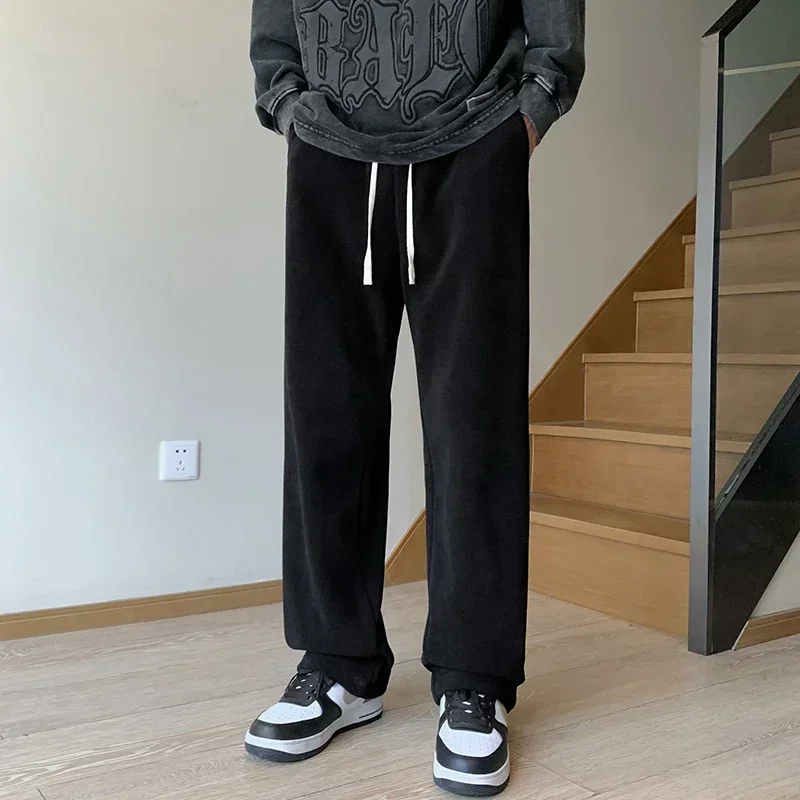 Men's Winter Straight-leg Slacks Streetwear Hip-hop Jogging Bottoms Tight Waist Harem Pants Men's Harajuku Casual Cargo Pants