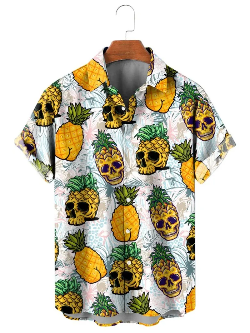 

3d Men Floral Camisa Hawaii Shirt Graffiti Masculina Casual Social Cufflinks Short Sleeve Blouse Street Men's For Skeleton Cloth