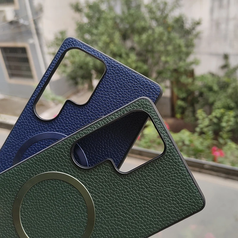 Lychee Pattern Leather Magnetic Magsafe Protective Case