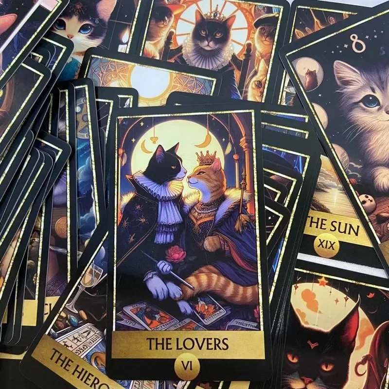 Cat tarot cards A 78 Deck English Version Board games Cards Selfcare for Tarot Readings Vibrant Easy Deck Fortune Telling Game 4
