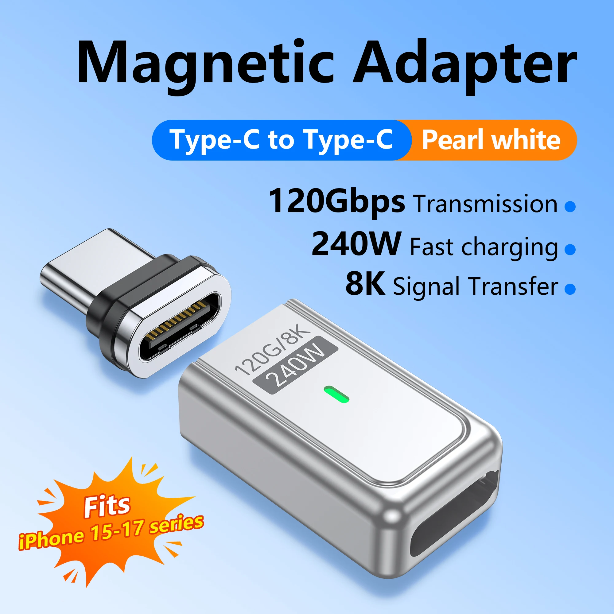 Magnetic USB-C Adapter - High-Speed 240W Charging & 120Gbps Data Transfer with 8K Video Support