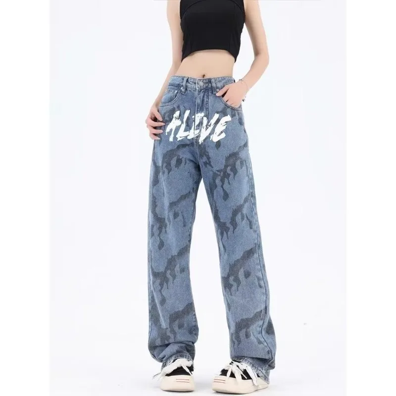 QWEEK Korean Fashion Women's Jeans Baddies Kpop Hippie Baggy Denim Pants Male Y2k Streetwear Vintage Trousers Aesthetic Grunge