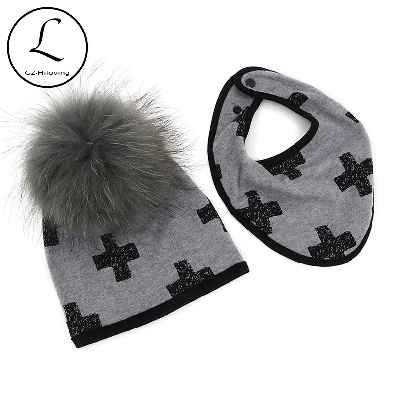 GZHILOVINGL 6 Month-2 Years New Fashion Baby Kids Beanie For Boys Girls Cotton Skullies Beanies Hat With Real Big Fur Pom Pom