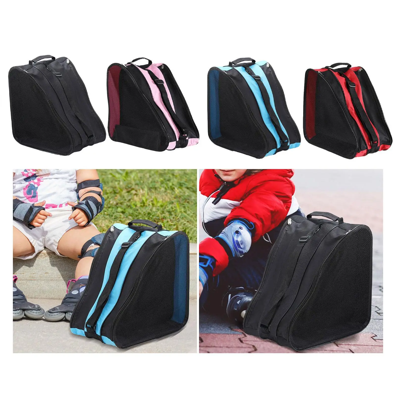 Roller Skate Bag with Adjustable Shoulder Strap Skating Shoes Carrying Bag for Inline Skates Winter Outdoor Sports Accessories