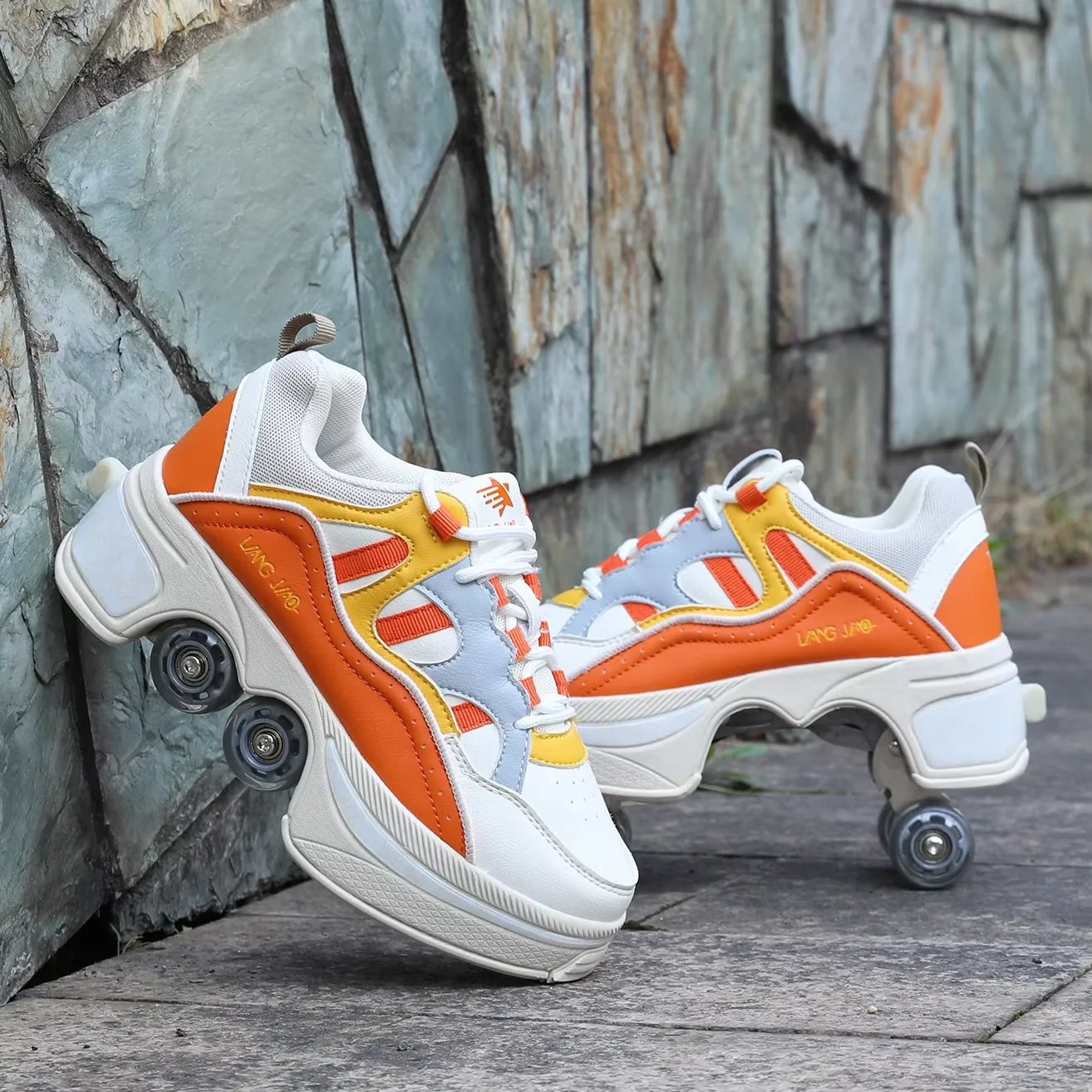 Rolschaatsen,Klassieke Canvas Quad Skates Voor Heren En Dames,Comfortabele Dubbele Rij Hoge-Top Skeelers Voor Indoor Outdoor Kids Beginners C,44
