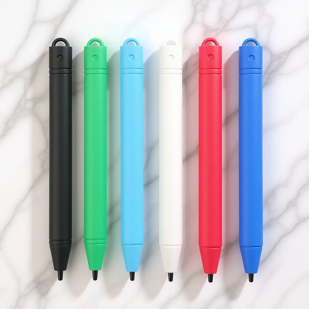 6Pcs LCD 드로잉 보드 펜 경량 다채로운 플라스틱 쓰기 펜 어린이 그림 낙서 액세서리 부드러운 그립 펜