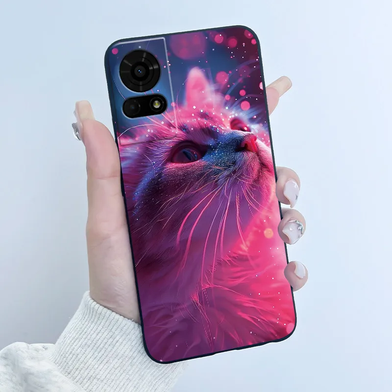 Cute Cartoon Soft Silicone Protective Phone Case - Black