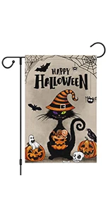 Happy Halloween Black Cat Garden Flag