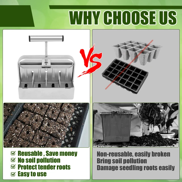 Talaj -Blokkoló Készlet Kézi Négyzetblokk -Készítő 1,57 × 1,97 Hüvelyk Magblokk Gyártó Szerszám Erős Kerti Mikro Blokkolása - Image 4