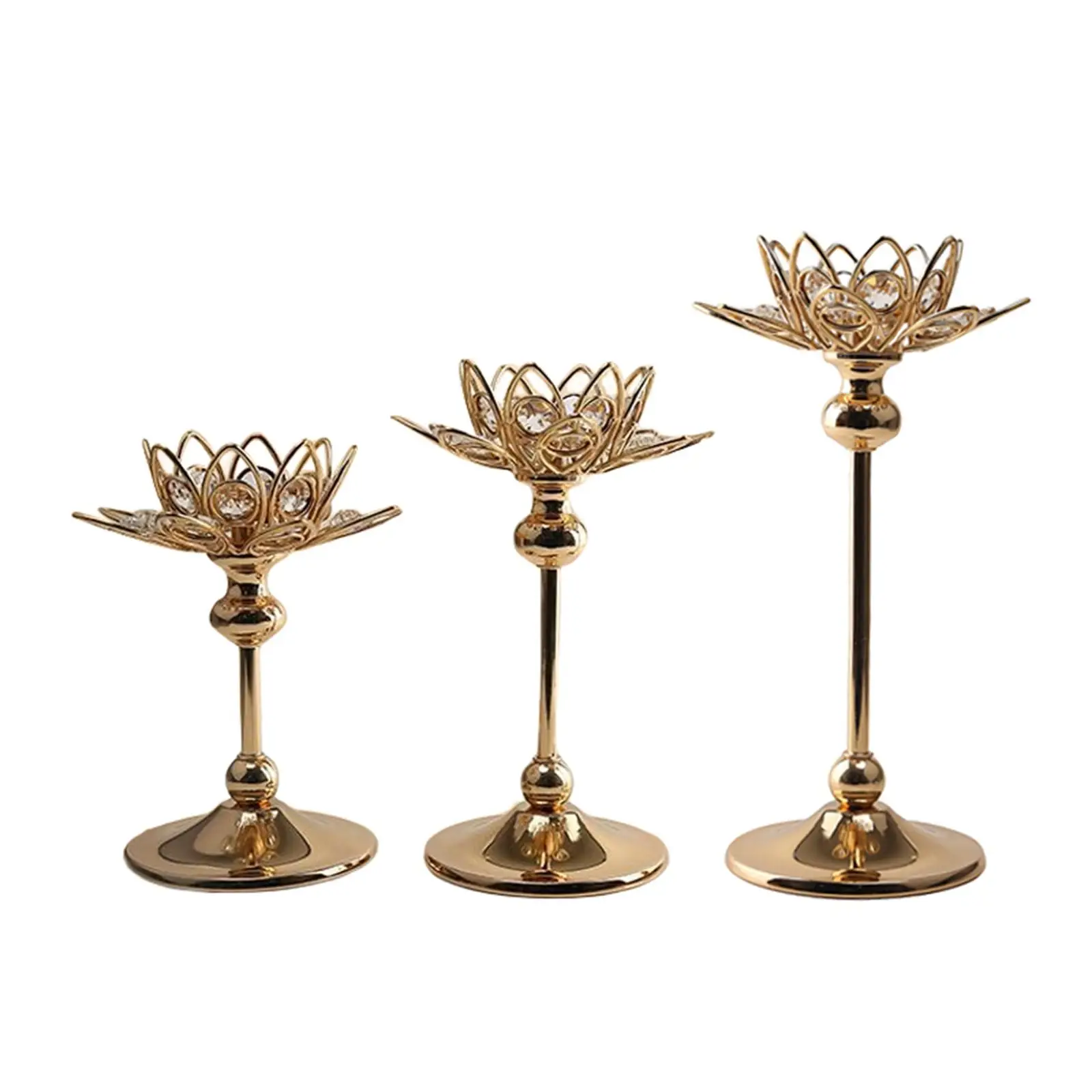 Lotus Crystal Candle Holder Candlestick Tealight Holder For Anniversary Party Table Centerpieces