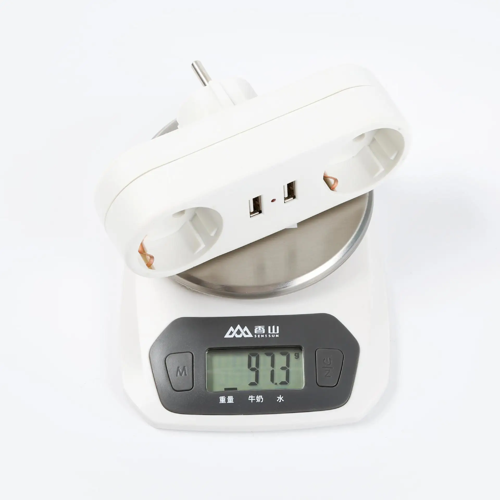 White Plastic USB Socket Converter for Germany France EU Standard