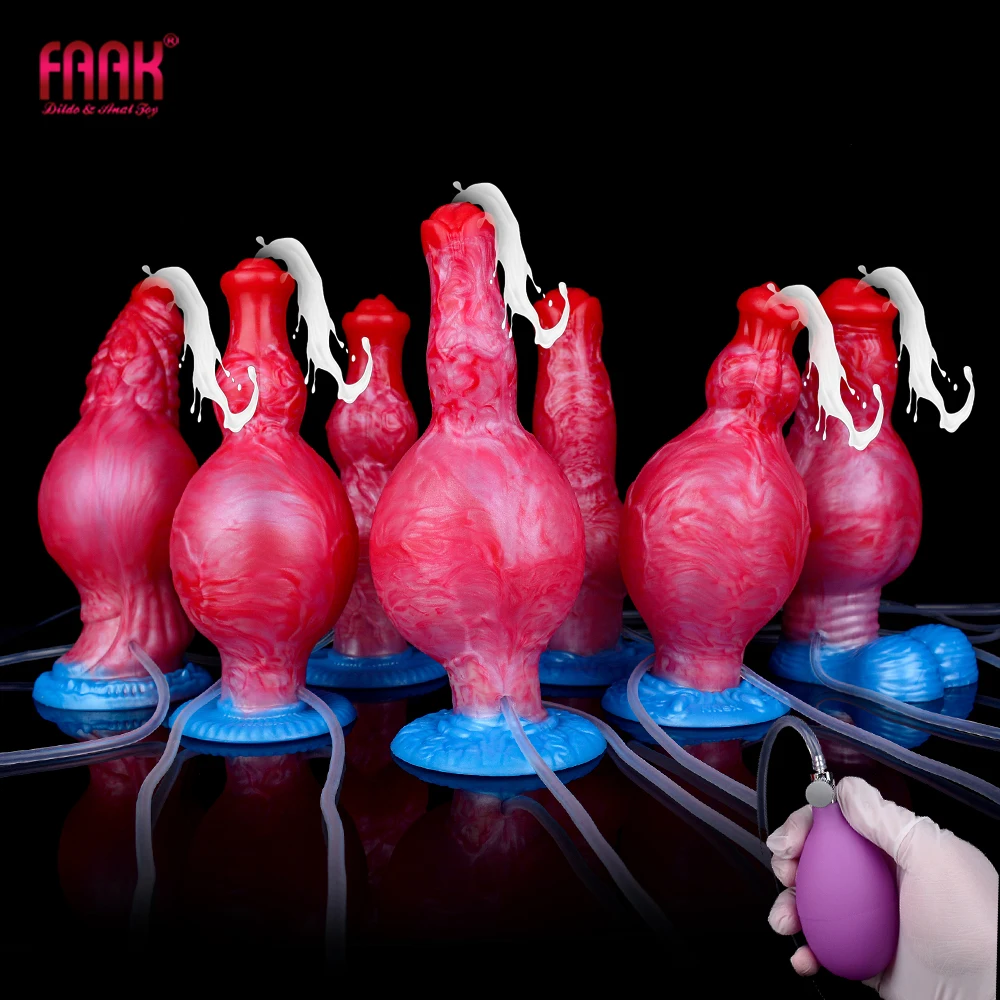 Sex Toys Silicone Inflatable Ejaculation Penis Suction Cup Fantasy Squirting Knot Dildo Anal Plug For Women Men