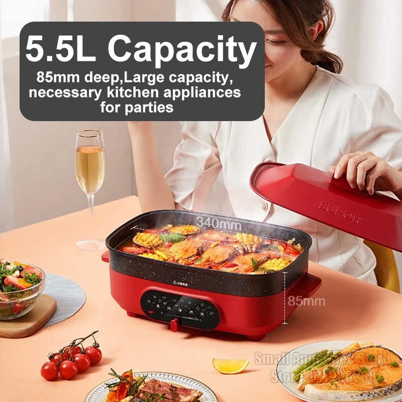 SUPOR 5.5L Electric Cooker Small Household Portable Large-capacity Electric Hot Pot 220V Multi-function Cooking Hot Pot
