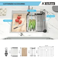 28 Kitchen Sink Drop In - 28x22 Inch Drop Sink Workstation Stainless Steel Single Bowl Topmount Overmount Kitchen Sink Handmade 2