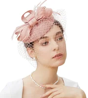 New Elegant Women's Pillbox Fascinators Hat Headband Tea Party Fascinator Hat Veil Kentucky Derby Headwear Hat for Cocktail 4