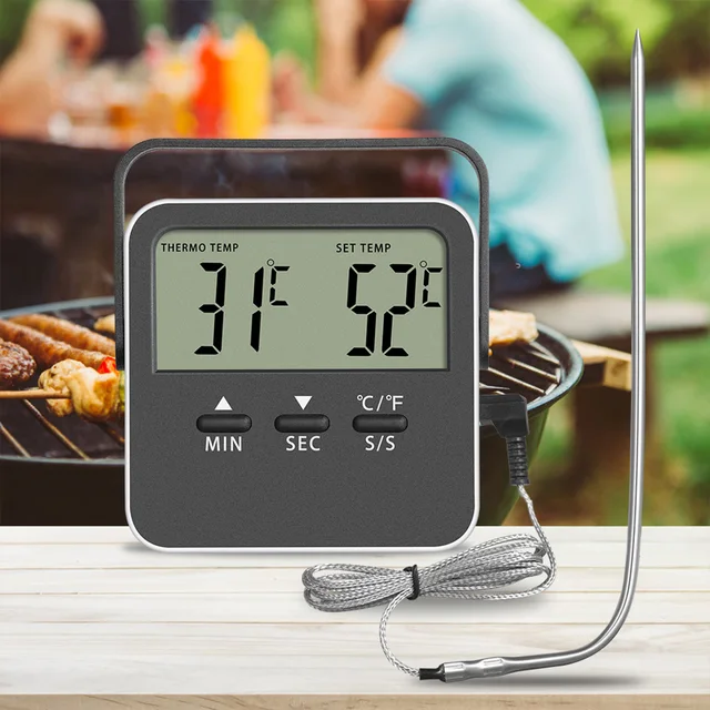 1/2/3/5 Barbecue Hőmérő 0,1 ℃ Piknik Grill Sütés Hőmérséklet Mérő Időzítő 304 Rozsdamentes Acél Szonda Húsmérő Kültéri - Image 2