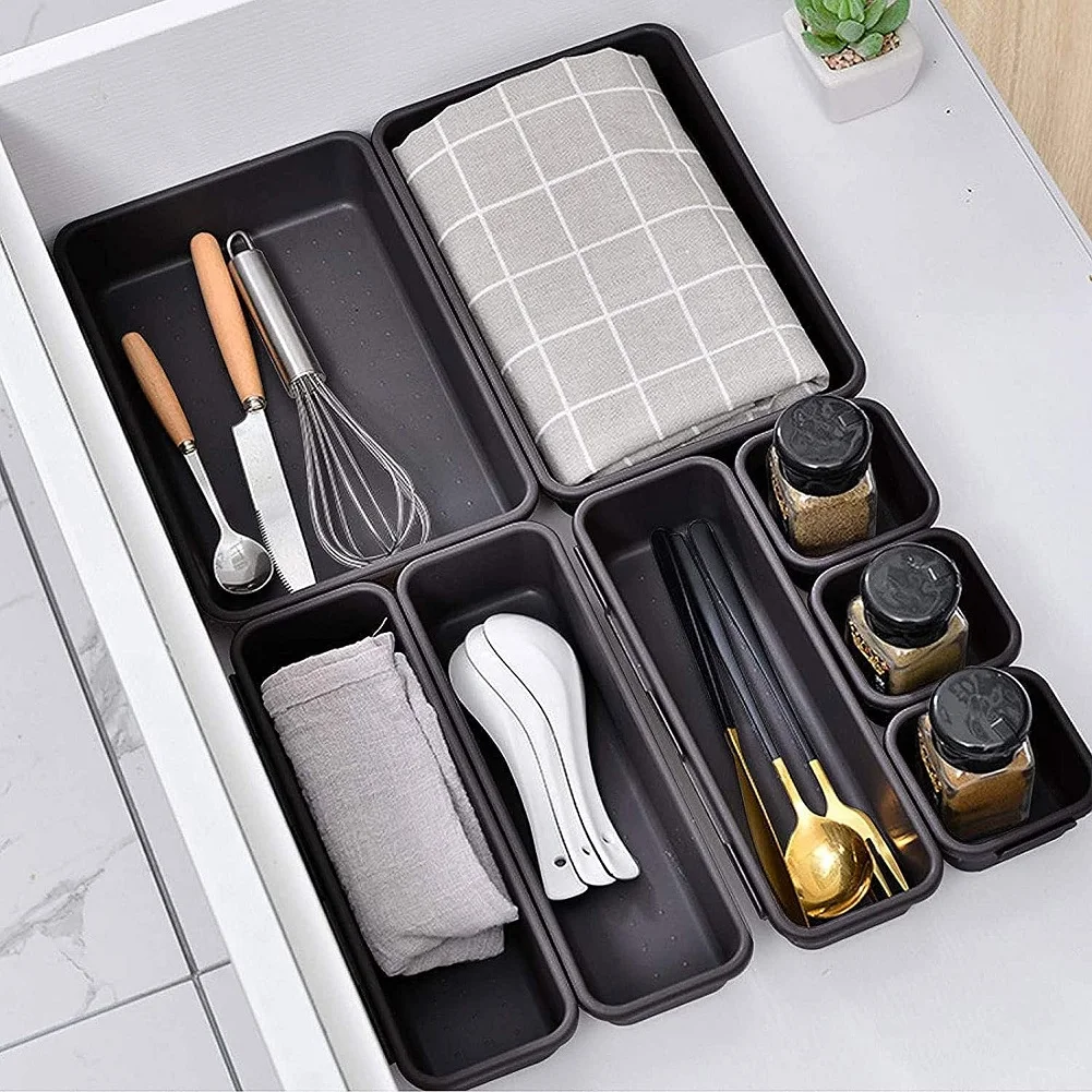 8pcs Kitchen Sundries Plastic Drawer Organizer Bins Storage Boxes Makeup  Jewelry Desk Drawer Organizer Tool Box - AliExpress