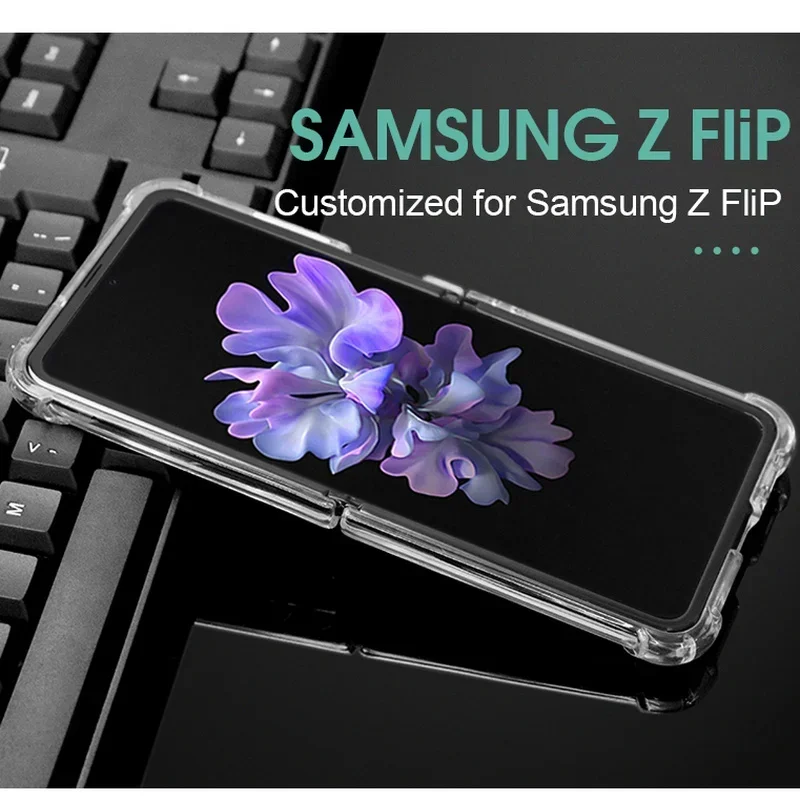 Custodia per telefono trasparente antiurto per Samsung Galaxy Z Flip 5 4 3 1 2 Custodia protettiva completa trasparente Cover posteriore sottile Guscio pieghevole - immagine 5