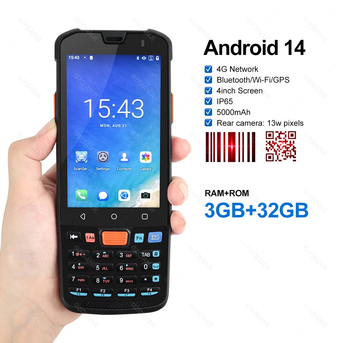 Cuifati Voor Android 11 Handheld Barcode Scanner, Draagbare PDA 1D 2D Bar Codes Reader met 4G, WiFi & BT, Handheld Data Terminal for Warehouse Supermarket Retail Inventory
