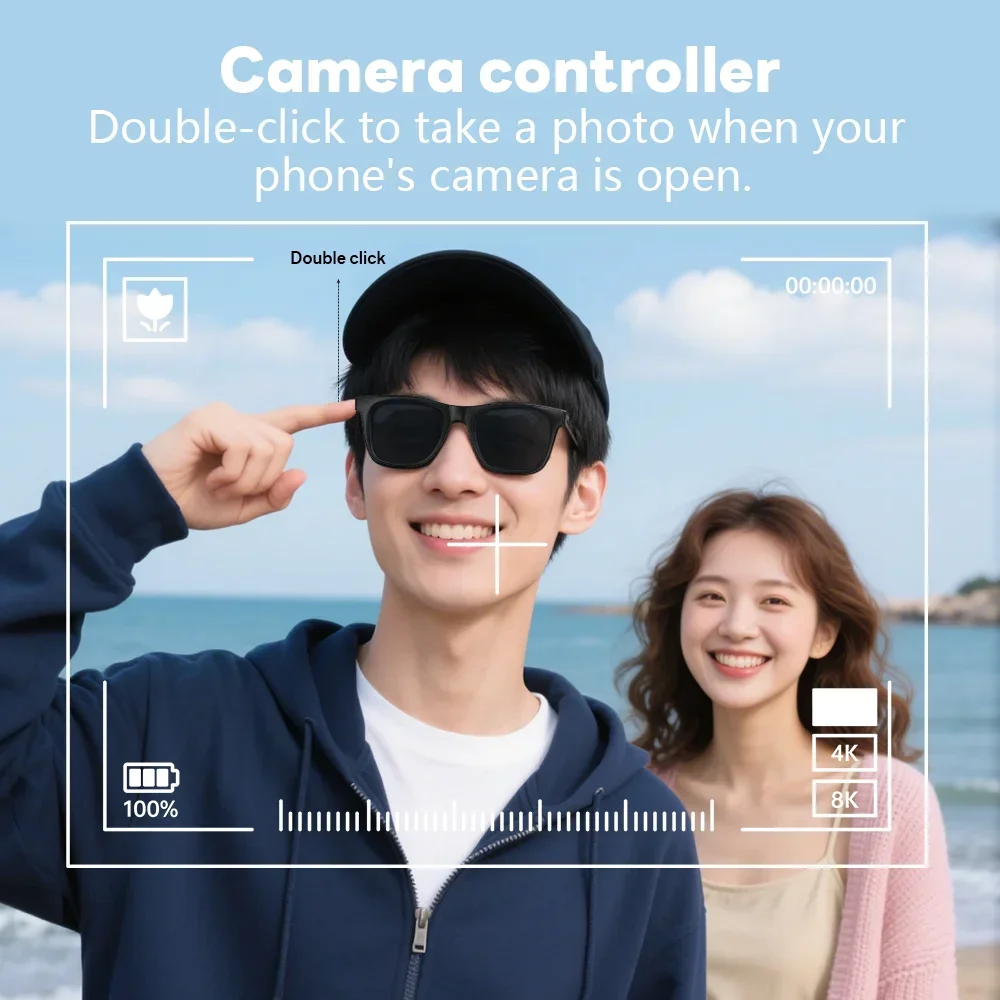 Lenovo 8K AI Smart Glasses Remote Control Touch Photo Camera Recording Translator Voice Assistant Wireless Bluetooth Eyewear