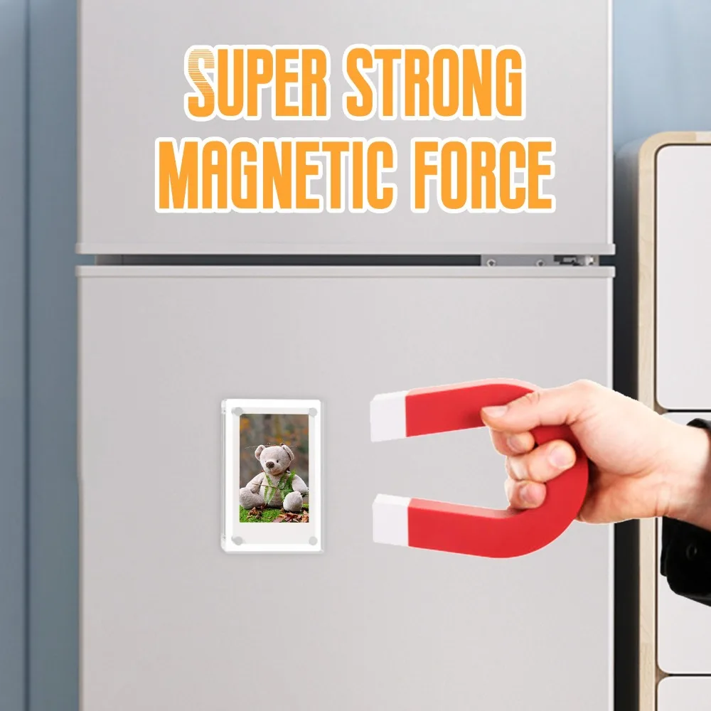 Mini Acrylic Fridge Magnetic Frame Clear Double Sided Polaroid Frame Magnet Multi-size Picture Frames for Refrigerator