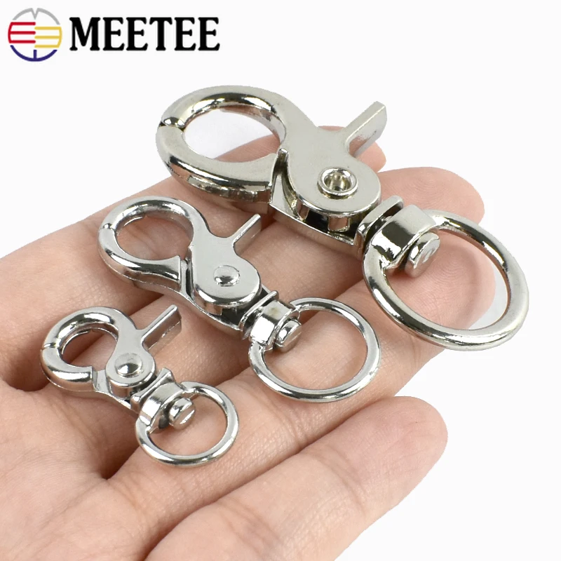 3/5/10Pcs Meetee 10-18mm 소형 금속 스프링 스냅 후크 회전식 랍스터 버클 개 목걸이 연결 후크 카라비너 DIY 액세서리