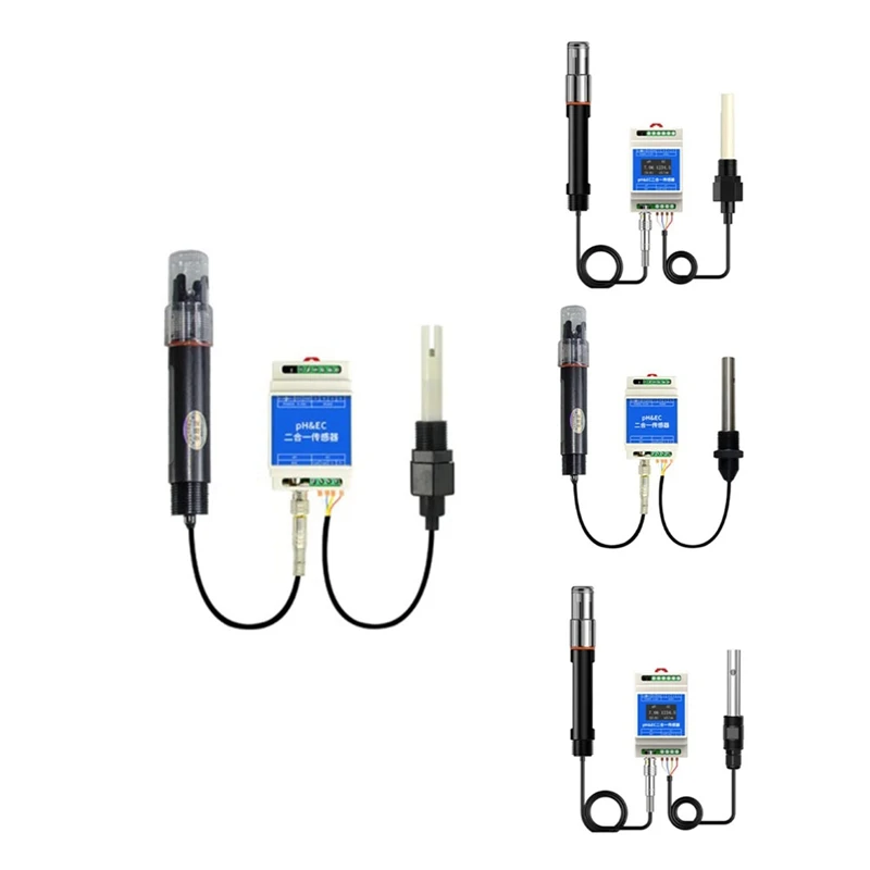 

Din Rail Type PH EC Plastic Electrode Probe Detector RS485 2-In-1 Sensor Industrial Sewage Monitor