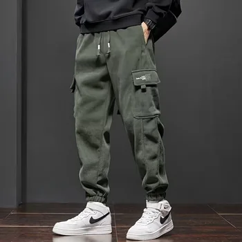 Pantaloni cargo Harem in velluto a coste da uomo Vita elastica Pantaloni sportivi casual Pantaloni sportivi Primavera Autunno Verde militare Grigio Nero Pantaloni Streetwear 1