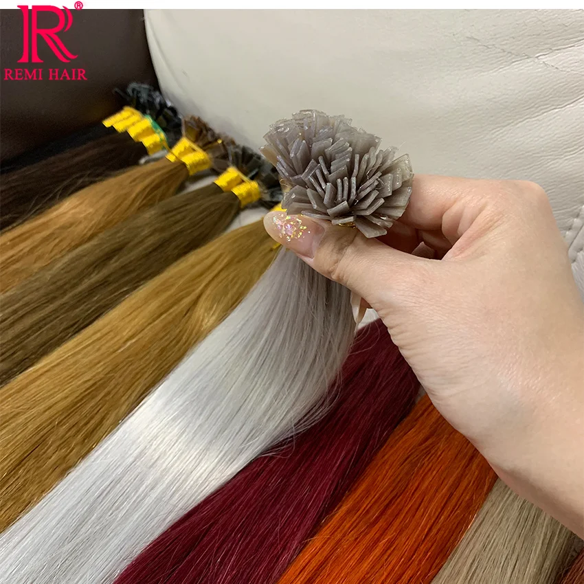 Flat Tip Keratin Hair Extensions Straight Real Human Hair Virgin