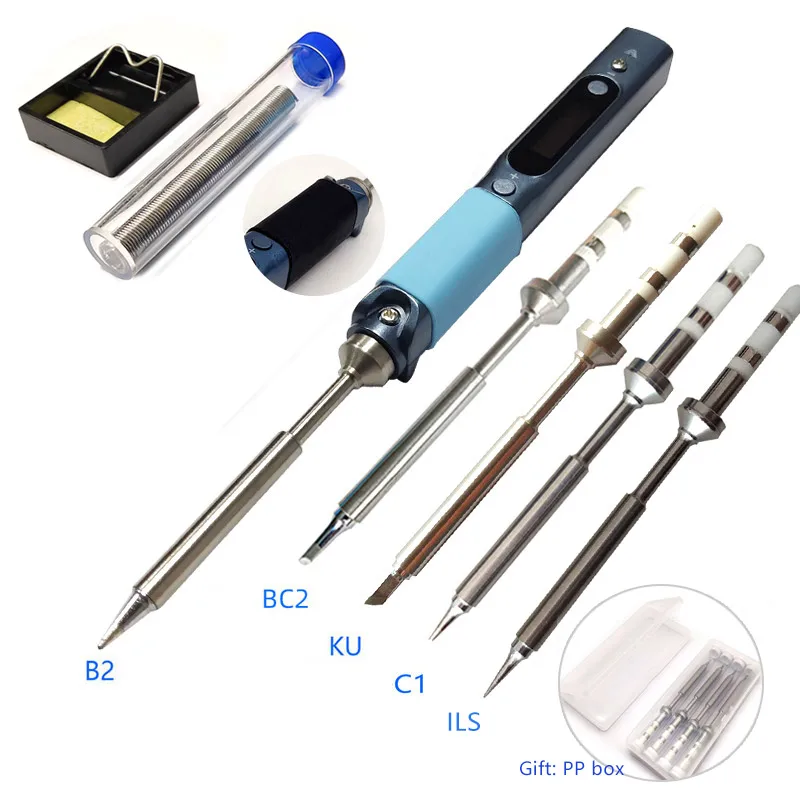 electronics soldering kit Pine64 Pinecil Smart Mini Portable Soldering Iron Dual Power USB-C DC5525 DC Jack Welding Tool with B2 BC2 KU C1 Tip electronics soldering kit Welding Equipment