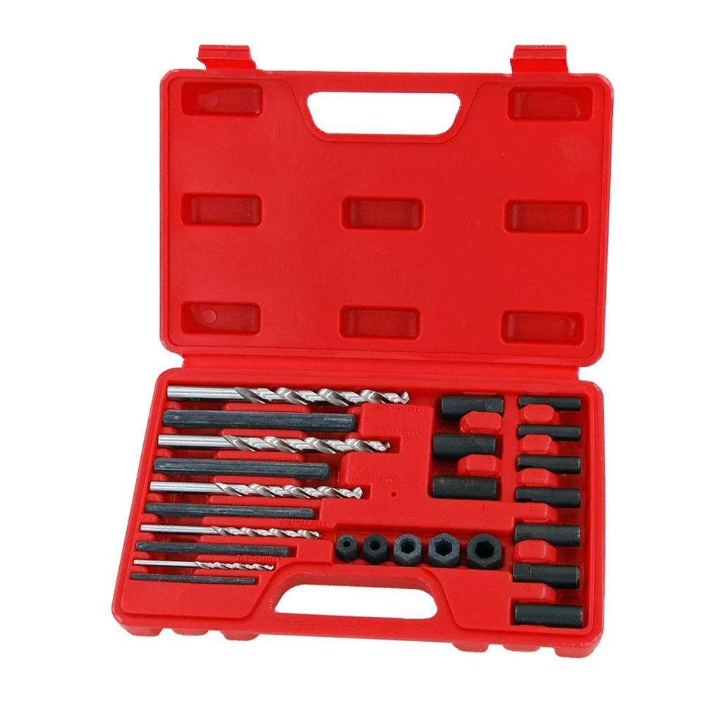 

Remove Broken Fasteners with Ease Screw Extractor Drill Guide Set Application Blow Molded Case for Easy Storage