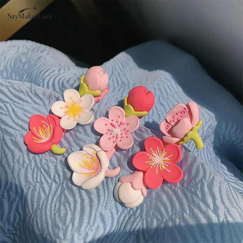 

Модные заколки для волос с цветком персика сакуры головной убор для женщин девочек Корейский милый цветок заколка для волос Веревка для волос аксессуары для волос