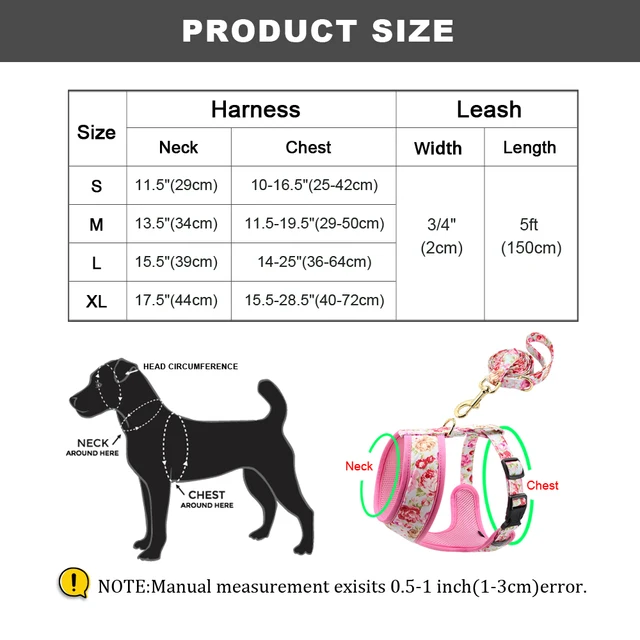 Cute Printed Dog Harness Leash Set Soft Mesh Pet Puppy Cat Harness Adjustable Walking Lead For Small Medium Dogs Cats Chihuahua 6