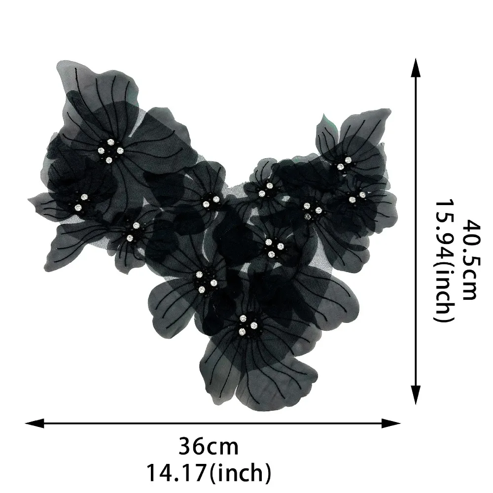 Mesh Flowers Cloth Patch Lace Flowers Hand-embroidered Cloth Decoration Patch DIY Clothing Accessories Lace Embroidered Patch