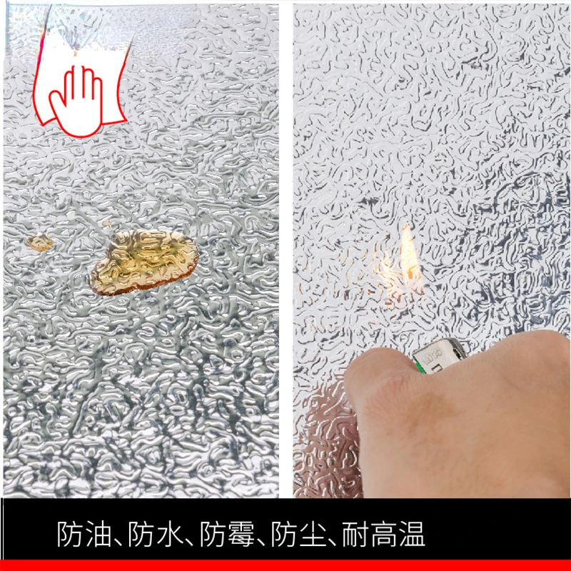 Kitchen Oil-proof Waterproof Stickers Anti-fouling High-temperature Aluminum Foil Self-adhesive Wallpaper Stove Cabinet Stickers