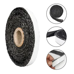 Black Stove Rope Self Adhesive Fiberglass Fireplace Door Sealing Curtain Replacement Gasket Tape 10/15mm Width 2m Length