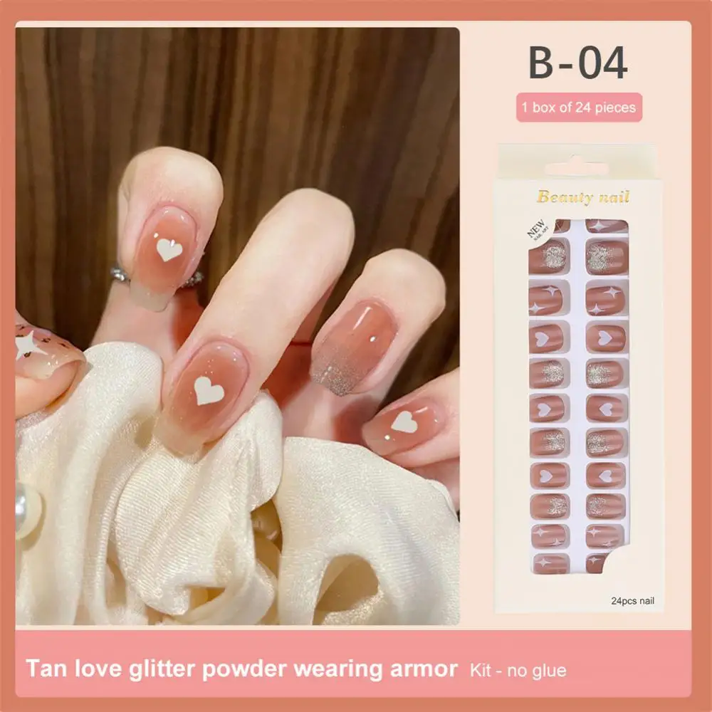 

24pcs Butterfly Decorated False Nails Removable Long Paragraph Fashion Manicure Fake Nail Tips Full Cover Acrylic For Girls Nail