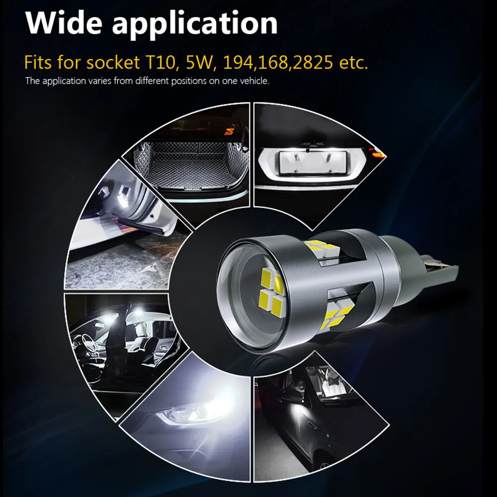 ����� LED T10 W5W �ڵ��� ���� Canbus Ʈ�� ���׸��� ���� �������� ���� ���� ����, 12V 24V ȭ��Ʈ 6000K, 2 ��