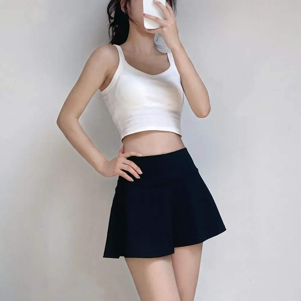 High waisted Sports Short Skirt Quick Drying Slim Built in Shorts Skirt Black Breathable Tennis Summer